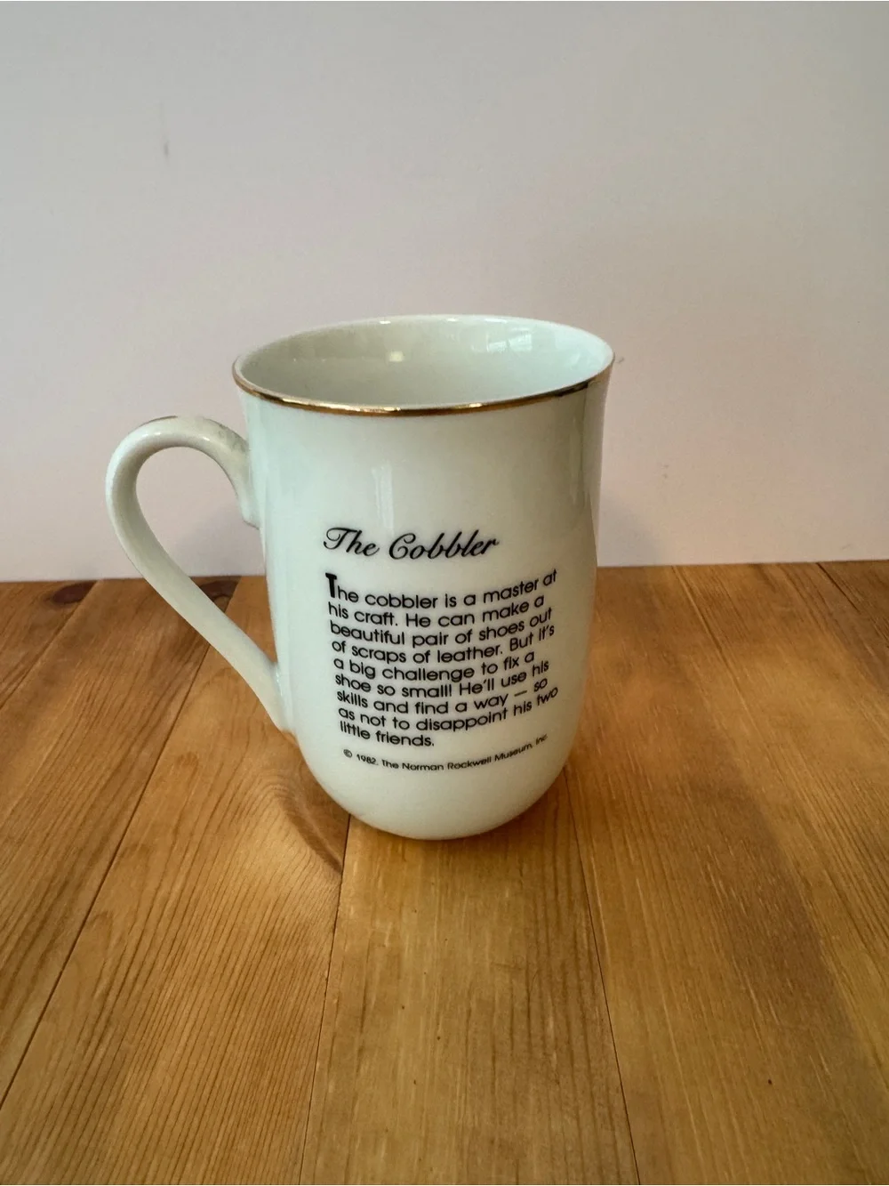 White Ceramic Mug with Vintage Illustration - White